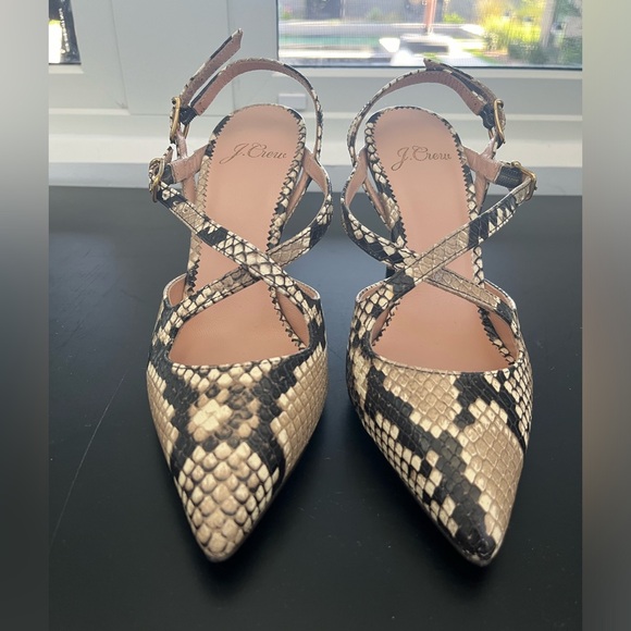 J. Crew NEW Elsie strappy heels in snakeskin embossed leather BNWB - Picture 2 of 5